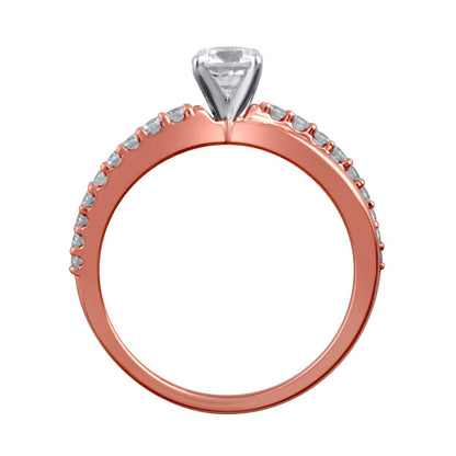 0.75 CT. T.W. Natural Diamond Twist Shank Engagement Ring in Solid 14K Rose Gold