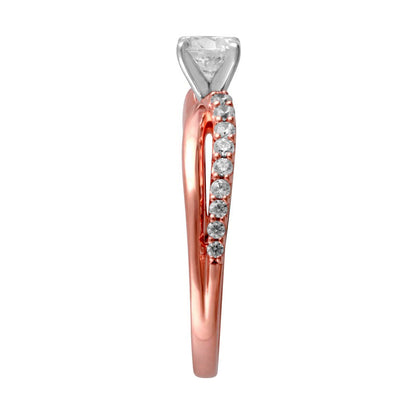 0.75 CT. T.W. Princess-Cut Natural Diamond Twist Shank Engagement Ring in Solid 14K Rose Gold