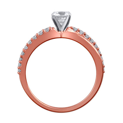 0.75 CT. T.W. Princess-Cut Natural Diamond Twist Shank Engagement Ring in Solid 14K Rose Gold