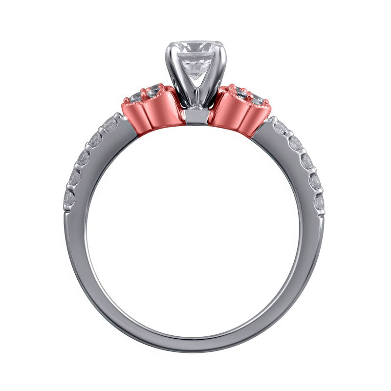 0.75 CT. T.W. Princess-Cut Natural Diamond Tri-Sides Antique Vintage-Style Engagement Ring in Solid 14K Two-Tone Gold