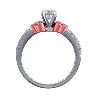 0.75 CT. T.W. Princess-Cut Natural Diamond Tri-Sides Antique Vintage-Style Engagement Ring in Solid 14K Two-Tone Gold