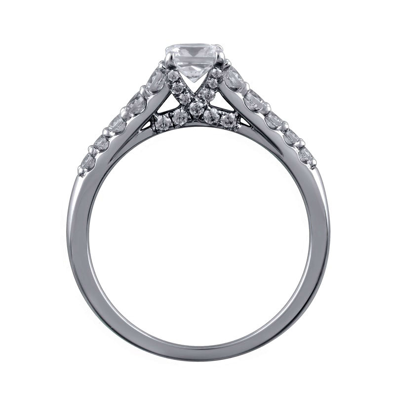 1.0 CT. T.W. Princess-Cut Natural Diamond Engagement Ring in Solid 14K White Gold