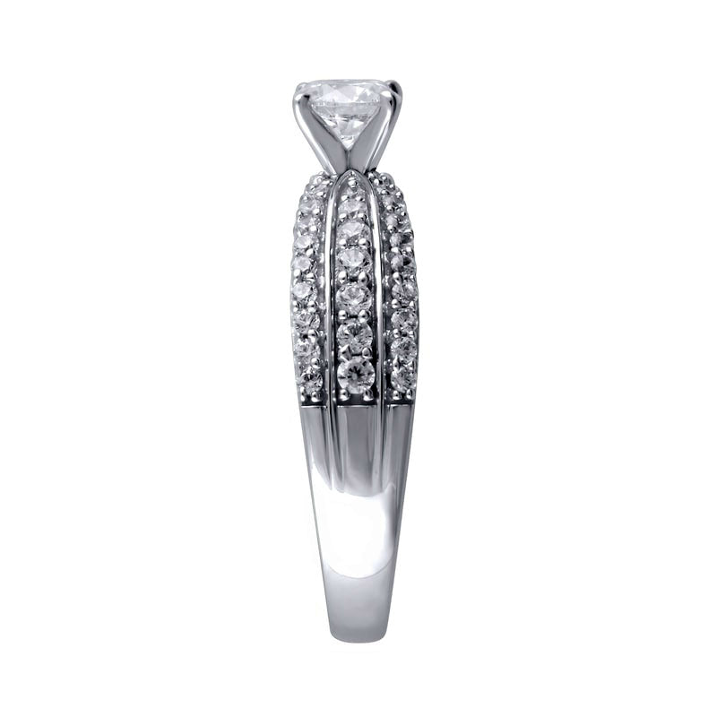 1.0 CT. T.W. Natural Diamond Multi-Row Engagement Ring in Solid 14K White Gold
