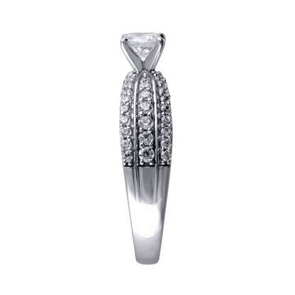 1.0 CT. T.W. Natural Diamond Multi-Row Engagement Ring in Solid 14K White Gold