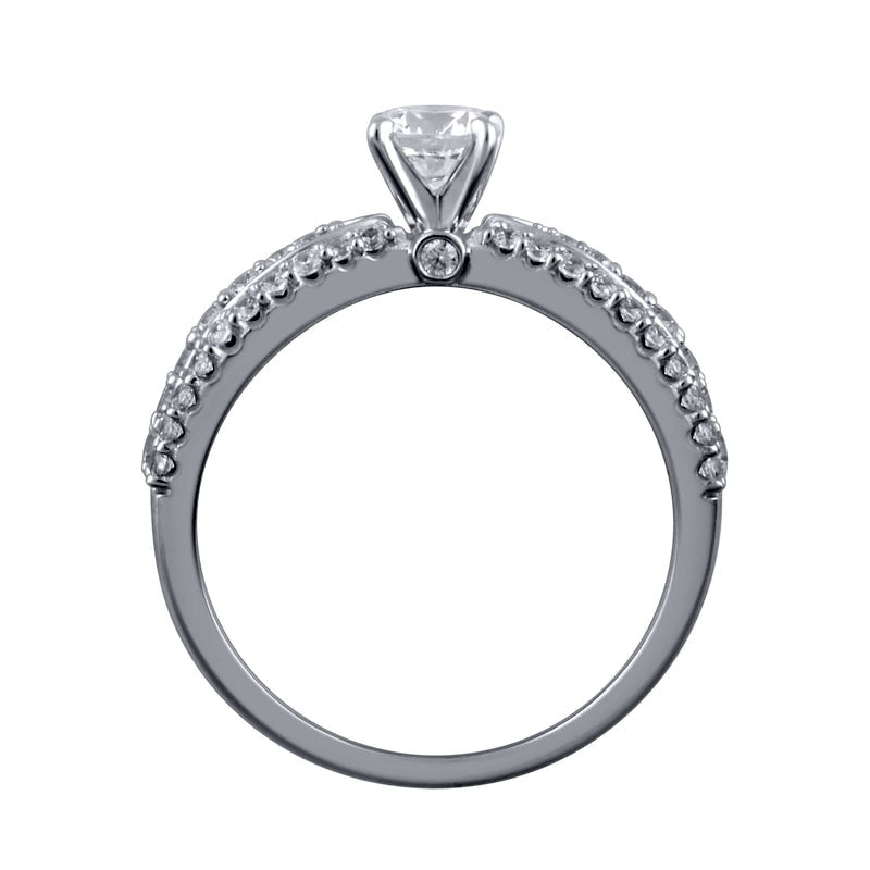 1.0 CT. T.W. Natural Diamond Multi-Row Engagement Ring in Solid 14K White Gold