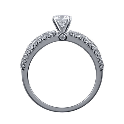 1.0 CT. T.W. Natural Diamond Multi-Row Engagement Ring in Solid 14K White Gold