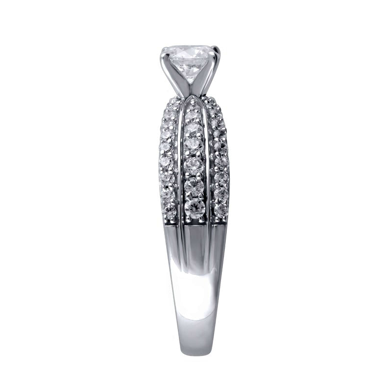 1.0 CT. T.W. Princess-Cut Natural Diamond Multi-Row Engagement Ring in Solid 14K White Gold