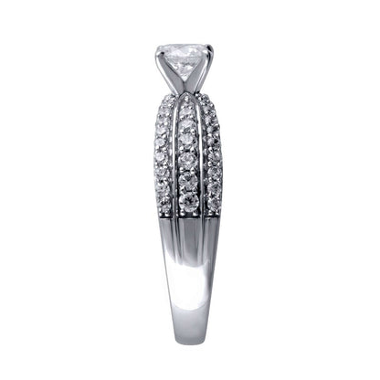 1.0 CT. T.W. Princess-Cut Natural Diamond Multi-Row Engagement Ring in Solid 14K White Gold