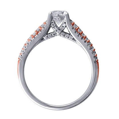 1.0 CT. T.W. Princess-Cut Natural Diamond Multi-Row Engagement Ring in Solid 14K Two-Tone Gold