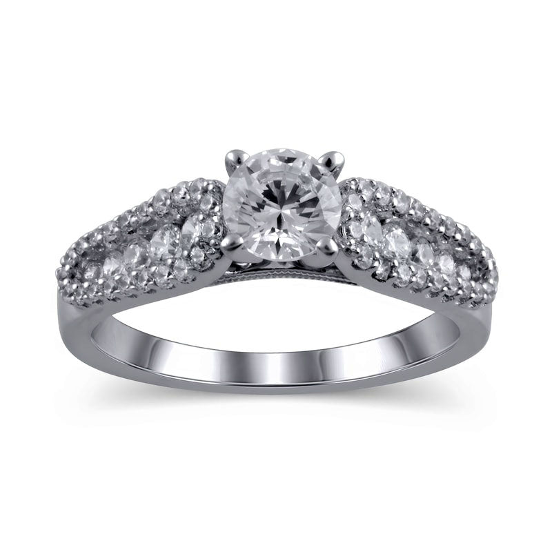 1.25 CT. T.W. Natural Diamond Antique Vintage-Style Engagement Ring in Solid 14K White Gold