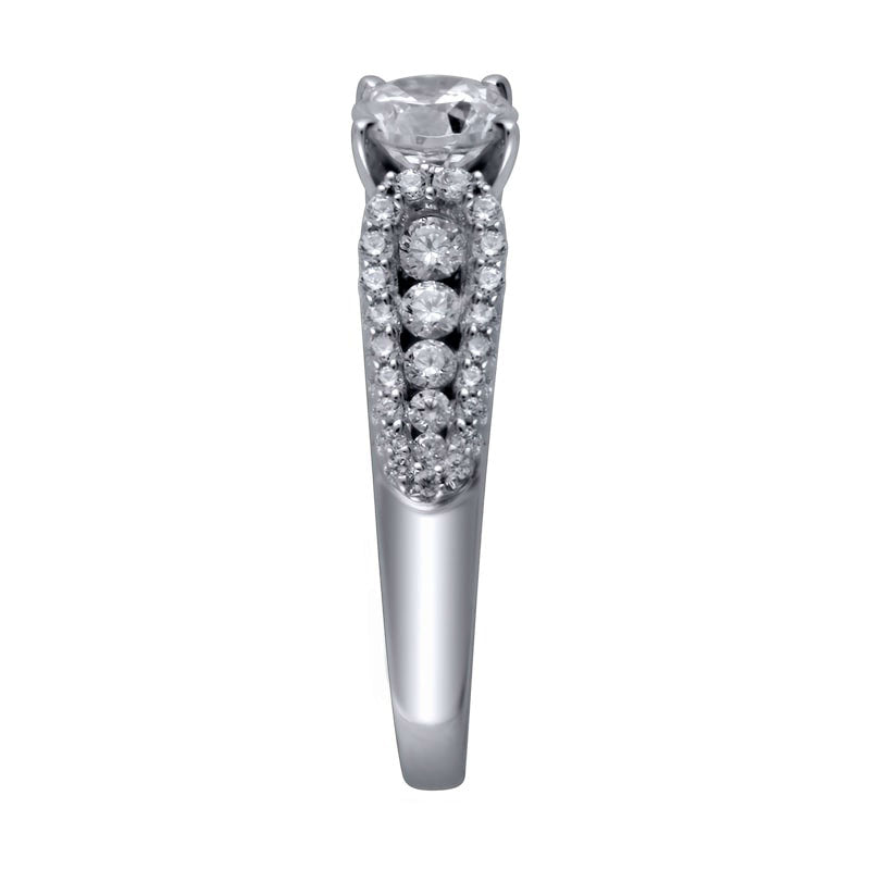 1.25 CT. T.W. Natural Diamond Antique Vintage-Style Engagement Ring in Solid 14K White Gold