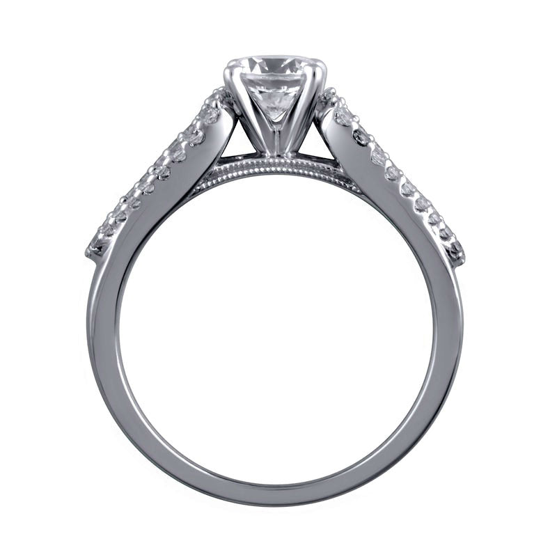 1.25 CT. T.W. Natural Diamond Antique Vintage-Style Engagement Ring in Solid 14K White Gold