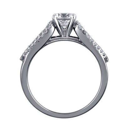 1.25 CT. T.W. Natural Diamond Antique Vintage-Style Engagement Ring in Solid 14K White Gold