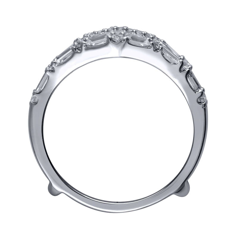 0.75 CT. T.W. Baguette and Round Natural Clarity Enhanced Diamond Chevron Solitaire Enhancer in Solid 14K White Gold