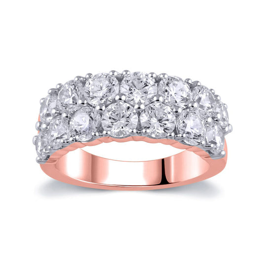 4 CT. T.W. Natural Diamond Double Row Anniversary Ring in Solid 10K Rose Gold