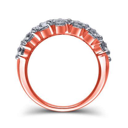4 CT. T.W. Natural Diamond Double Row Anniversary Ring in Solid 10K Rose Gold