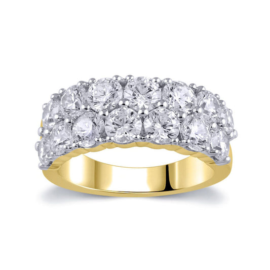 4 CT. T.W. Natural Diamond Double Row Anniversary Ring in Solid 10K Yellow Gold