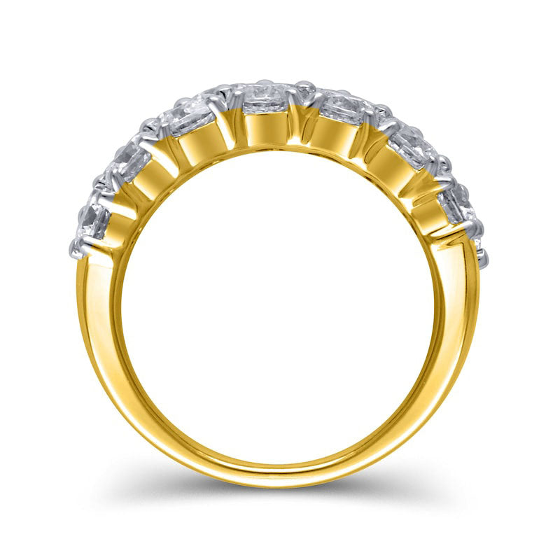 4 CT. T.W. Natural Diamond Double Row Anniversary Ring in Solid 10K Yellow Gold