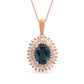 Oval London Blue Topaz and 0.25 CT. T.W. Baguette and Round Natural Diamond Double Frame Pendant in 10K Rose Gold