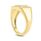 Men's 0.10 CT. T.W. Natural Diamond Octagonal Frame Embossed "DAD" Signet Ring in Solid 10K Yellow Gold