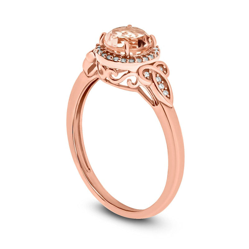 6.0mm Morganite and 0.10 CT. T.W. Natural Diamond Frame Celtic Trinity Knot Ring in Solid 10K Rose Gold
