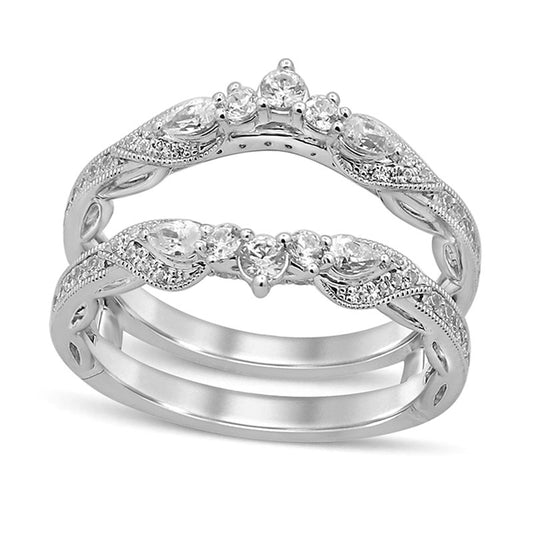 0.75 CT. T.W. Pear-Shaped Natural Clarity Enhanced Diamond Contour Antique Vintage-Style Solitaire Enhancer in Solid 14K White Gold