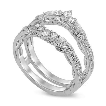 0.75 CT. T.W. Pear-Shaped Natural Clarity Enhanced Diamond Contour Antique Vintage-Style Solitaire Enhancer in Solid 14K White Gold