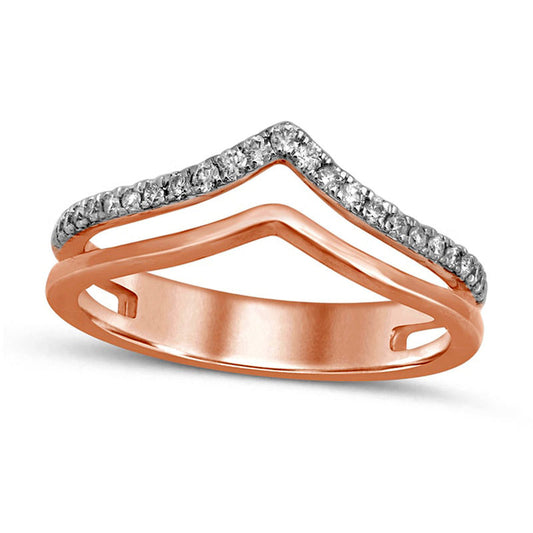 0.20 CT. T.W. Natural Diamond Chevron Anniversary Ring in Solid 10K Rose Gold