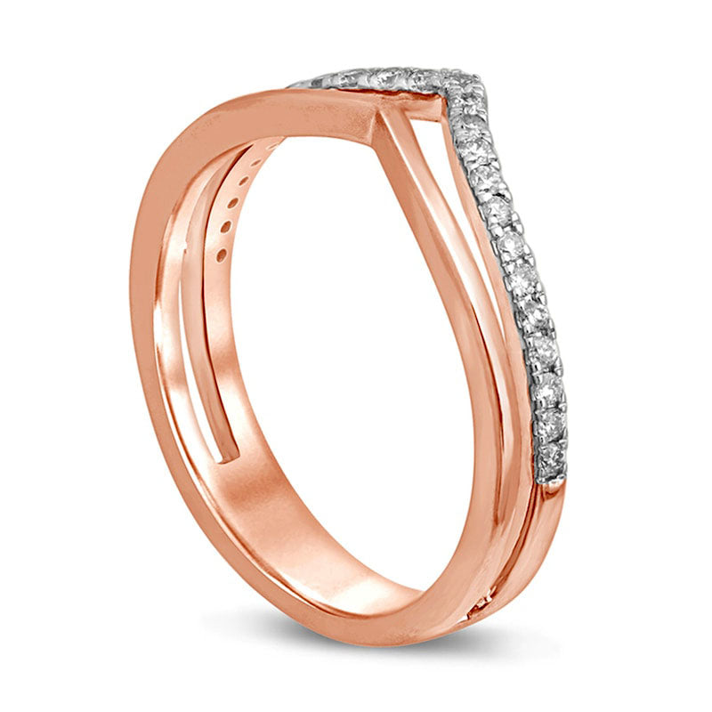 0.20 CT. T.W. Natural Diamond Chevron Anniversary Ring in Solid 10K Rose Gold