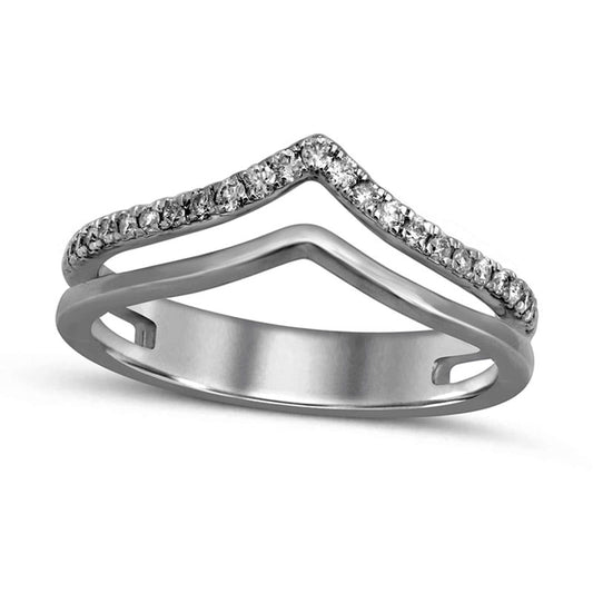 0.20 CT. T.W. Natural Diamond Chevron Anniversary Ring in Solid 10K White Gold