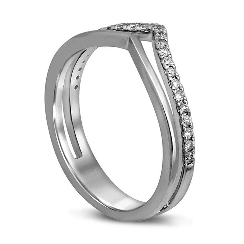 0.20 CT. T.W. Natural Diamond Chevron Anniversary Ring in Solid 10K White Gold