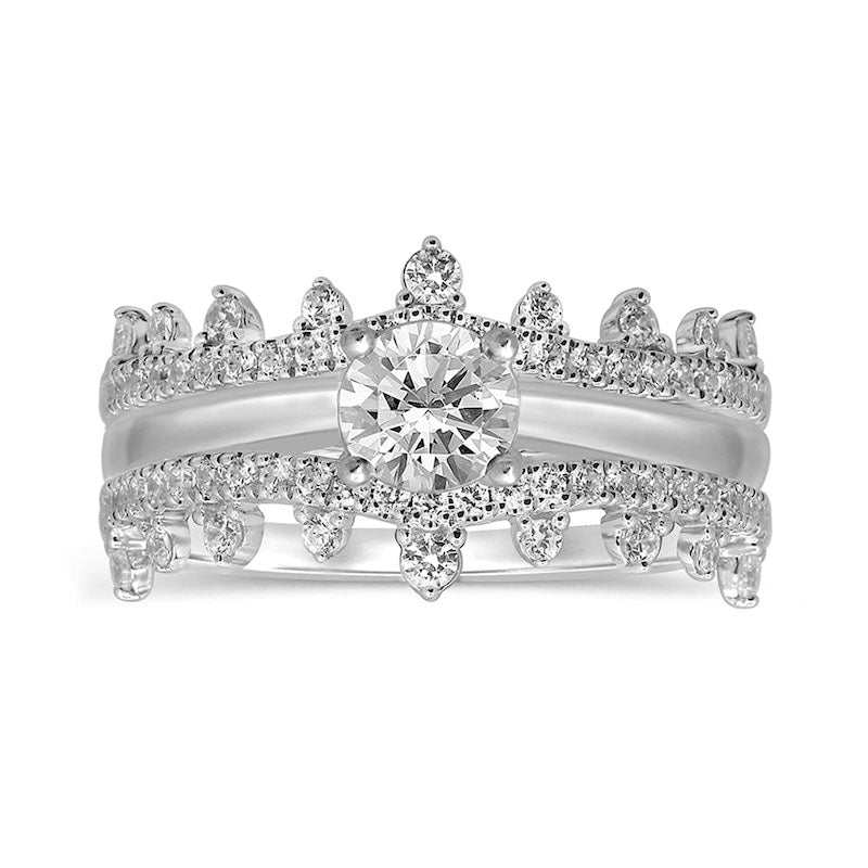 0.50 CT. T.W. Natural Clarity Enhanced Diamond Double Crown Solitaire Enhancer in Solid 14K White Gold