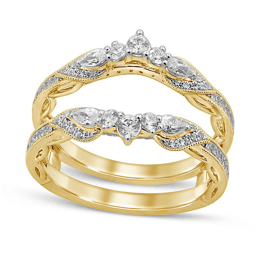 0.75 CT. T.W. Pear-Shaped Natural Clarity Enhanced Diamond Double Crown Antique Vintage-Style Solitaire Enhancer in Solid 14K Gold