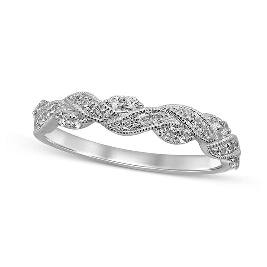 0.25 CT. T.W. Natural Diamond Braided Antique Vintage-Style Anniversary Band in Solid 10K White Gold
