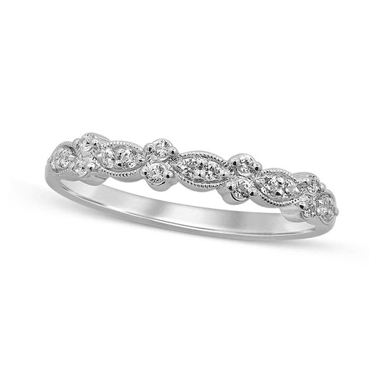 0.17 CT. T.W. Natural Diamond Antique Vintage-Style Anniversary Band in Solid 10K White Gold
