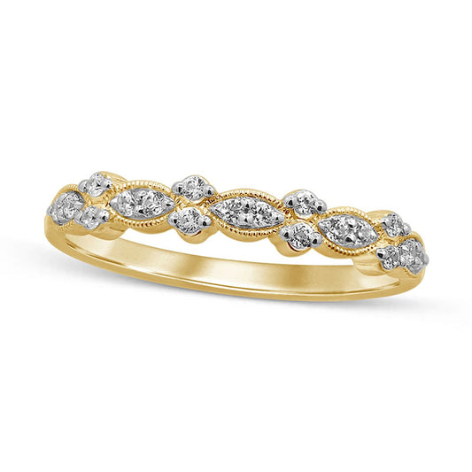 0.17 CT. T.W. Natural Diamond Antique Vintage-Style Anniversary Band in Solid 10K Yellow Gold