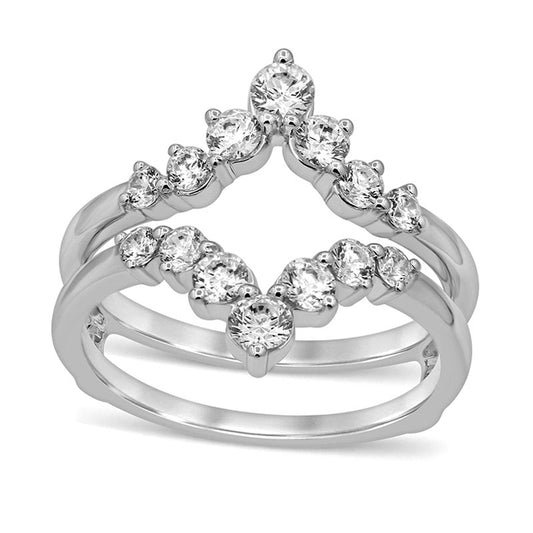 1.0 CT. T.W. Natural Clarity Enhanced Diamond Double Crown Solitaire Enhancer in Solid 14K White Gold