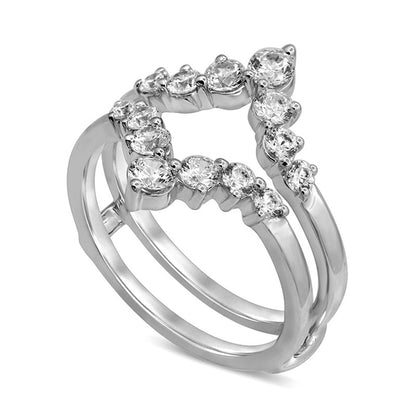 1.0 CT. T.W. Natural Clarity Enhanced Diamond Double Crown Solitaire Enhancer in Solid 14K White Gold