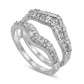 1.0 CT. T.W. Baguette and Round Natural Clarity Enhanced Diamond Double Crown Solitaire Enhancer in Solid 14K White Gold