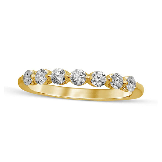 0.50 CT. T.W. Natural Diamond Seven Stone Anniversary Band in Solid 10K Yellow Gold