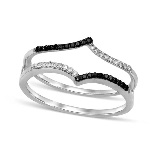 0.13 CT. T.W. Enhanced Black and White Natural Clarity Enhanced Diamond Chevron Solitaire Enhancer in Solid 10K White Gold