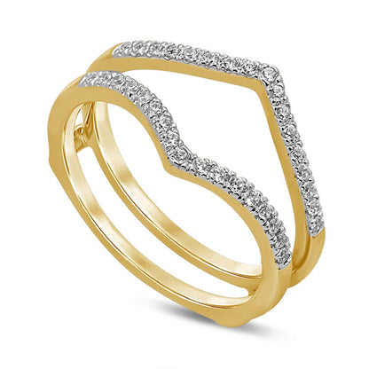 0.20 CT. T.W. Natural Clarity Enhanced Diamond Chevron Solitaire Enhancer Solid 10K Yellow Gold