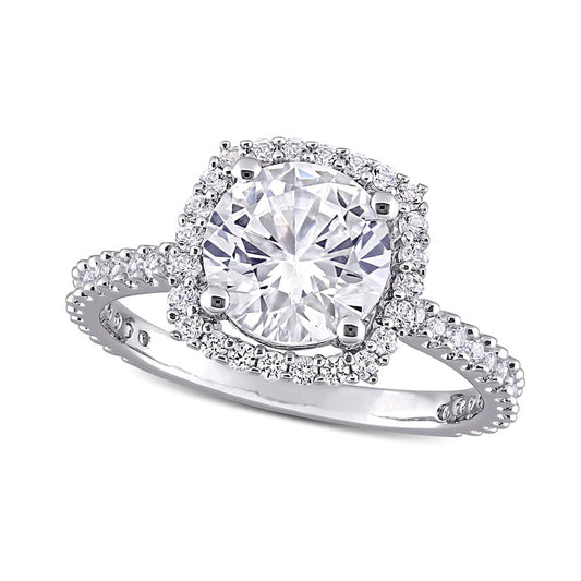 8.0mm Lab-Created White Sapphire Cushion Frame Ring in Sterling Silver