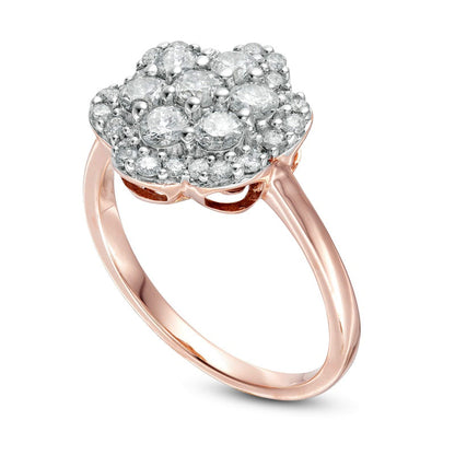 1.0 CT. T.W. Composite Natural Diamond Flower Frame Ring in Solid 10K Rose Gold