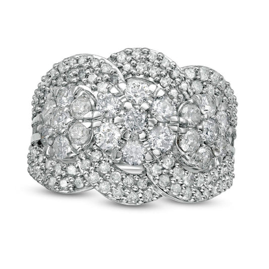 2.0 CT. T.W. Composite Natural Diamond Trio Ring in Solid 10K White Gold