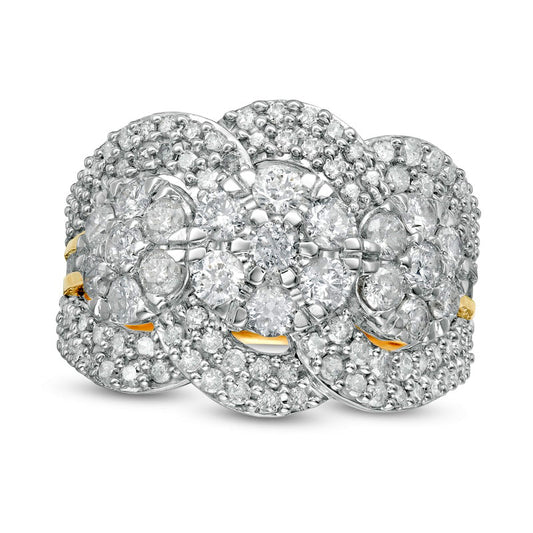 2.0 CT. T.W. Composite Natural Diamond Trio Ring in Solid 10K Yellow Gold