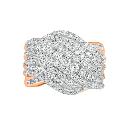 2.0 CT. T.W. Natural Diamond Multi-Row Crossover Ring in Solid 10K Rose Gold