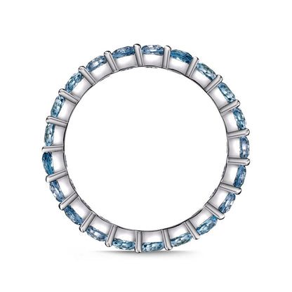 3.0mm Sky Blue Topaz Eternity Band in Sterling Silver