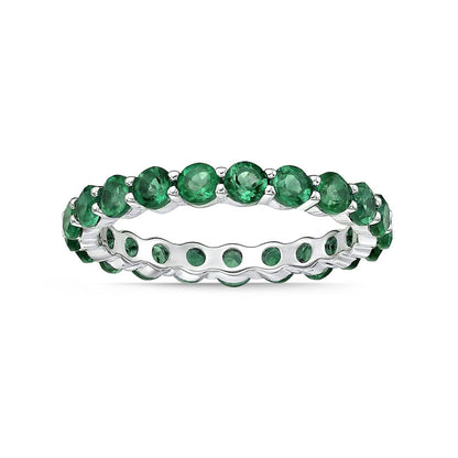 3.0mm Lab-Created Emerald Eternity Band in Sterling Silver