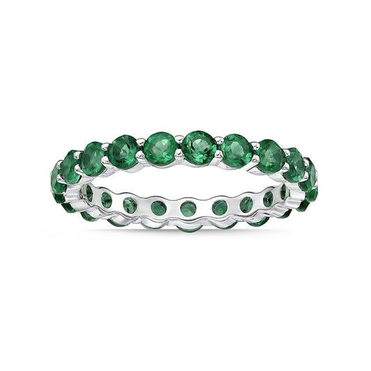3.0mm Lab-Created Emerald Eternity Band in Sterling Silver